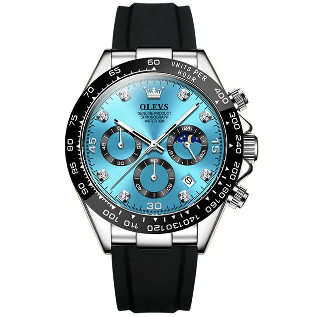 OLEVS Relógio Masculino Original Quartzo a Prova D'água Aço Inoxidável Silicone 2875 41.5mm Novo